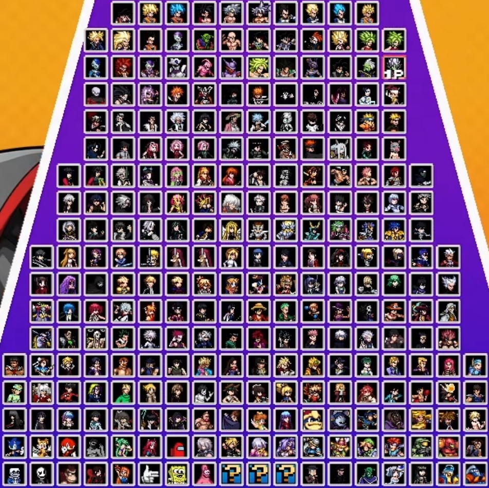 Mugen Academy V10 x Stardust character select screen - 263 fighters full roster